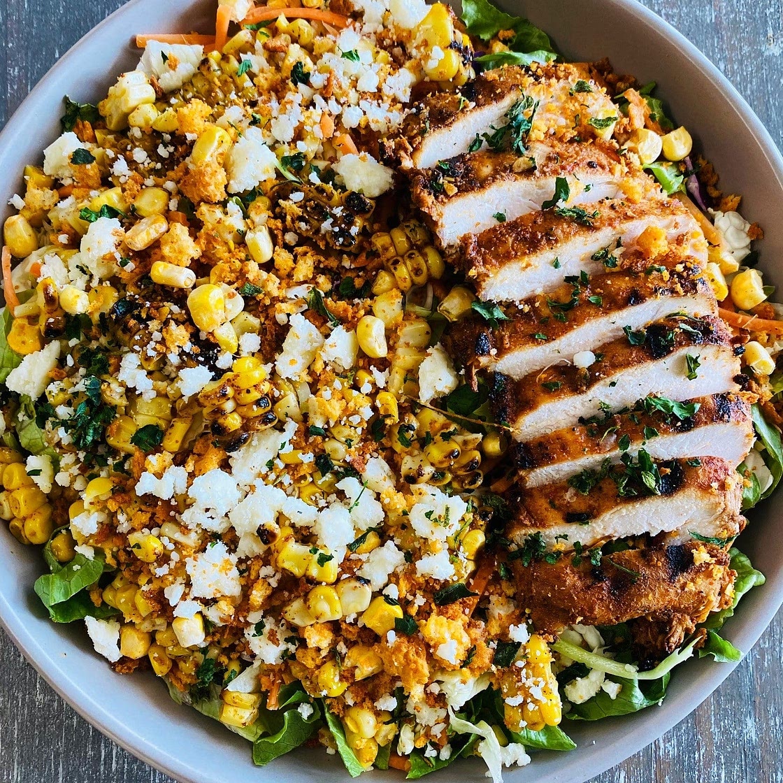Grilled Mexican Street Corn Chicken Salads