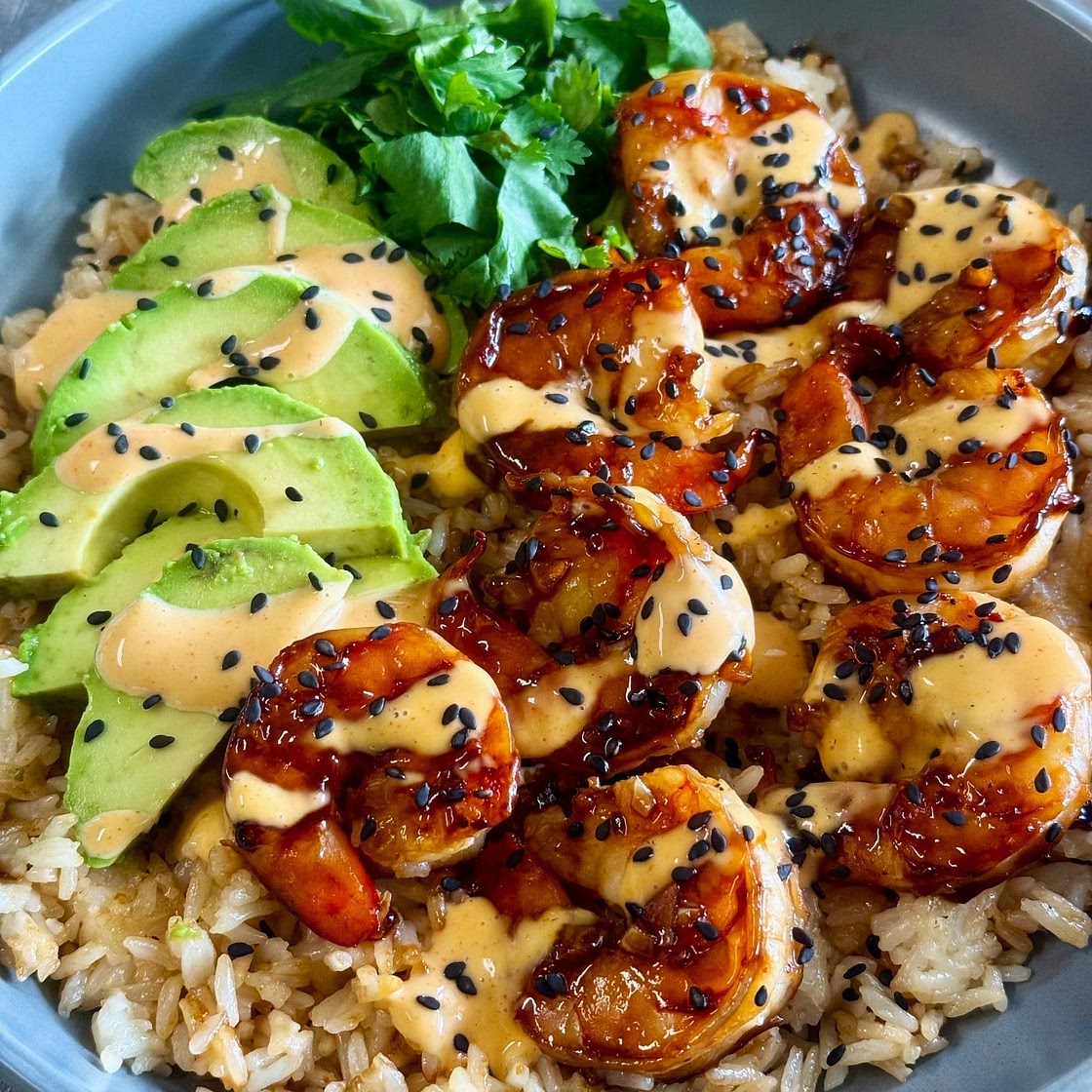 Teriyaki Shrimp Rice Bows
