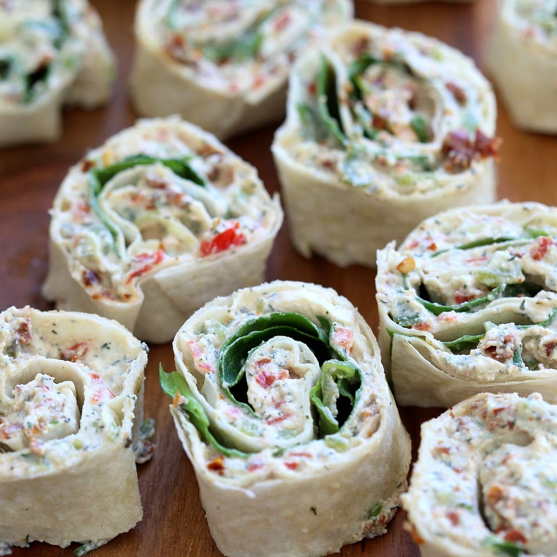 Vegan Tortilla Roll ups Recipe with Dairy free Cream Cheese
