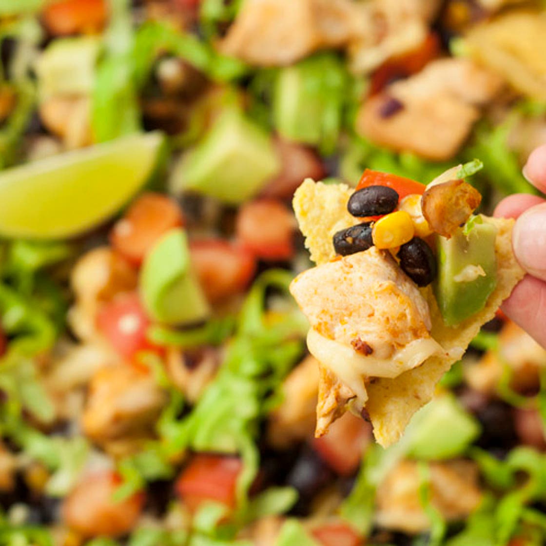 Clean Eating Loaded Grilled Chicken Nachos