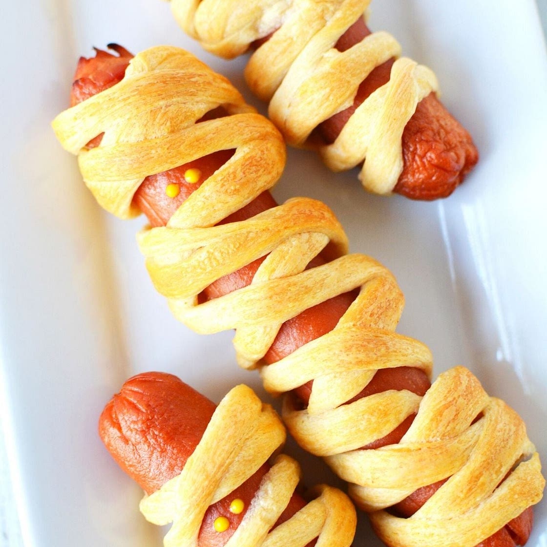 Mummy Hot Dogs with Crescent Rolls