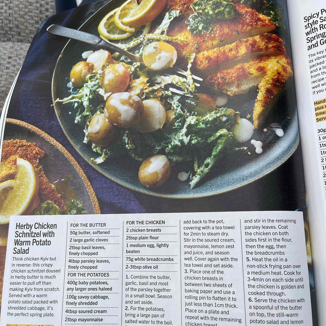 Herbie chicken schnitzel with warm potato salad