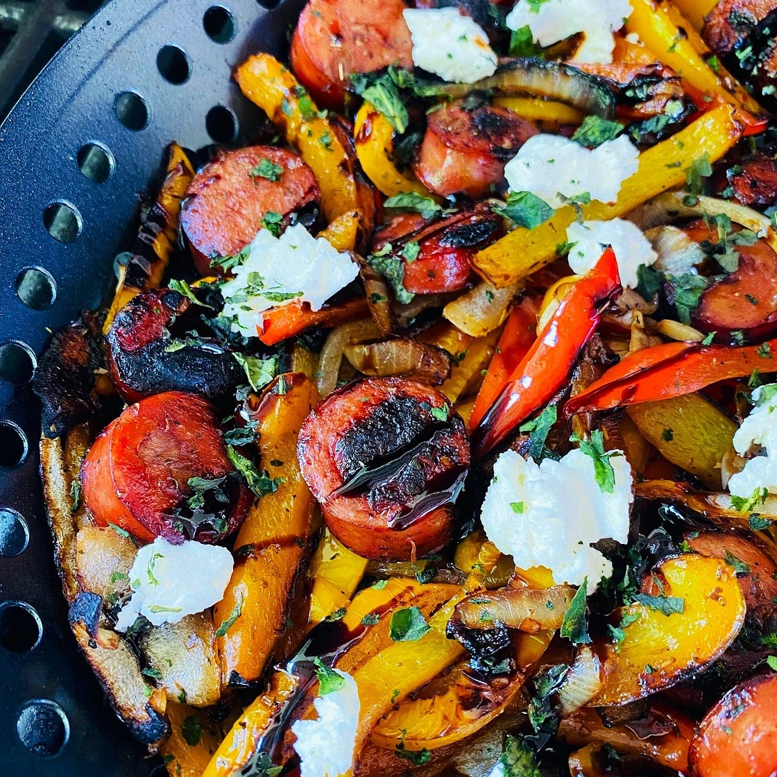 Grilled Balsamic Sausage and Veggies