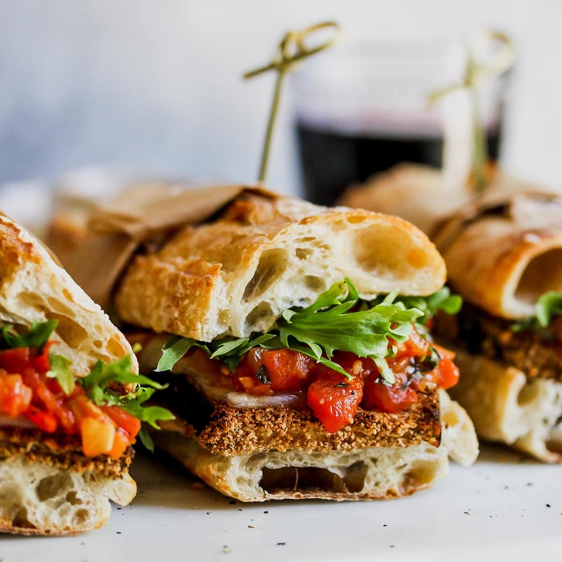 Crispy Eggplant Sandwiches with Tomato-Tarragon Relish