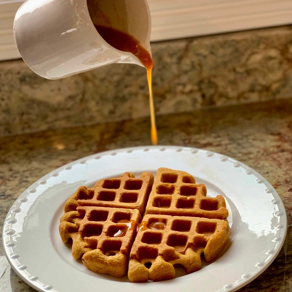 Crispy Pumpkin Waffles with Pumpkin Syrup