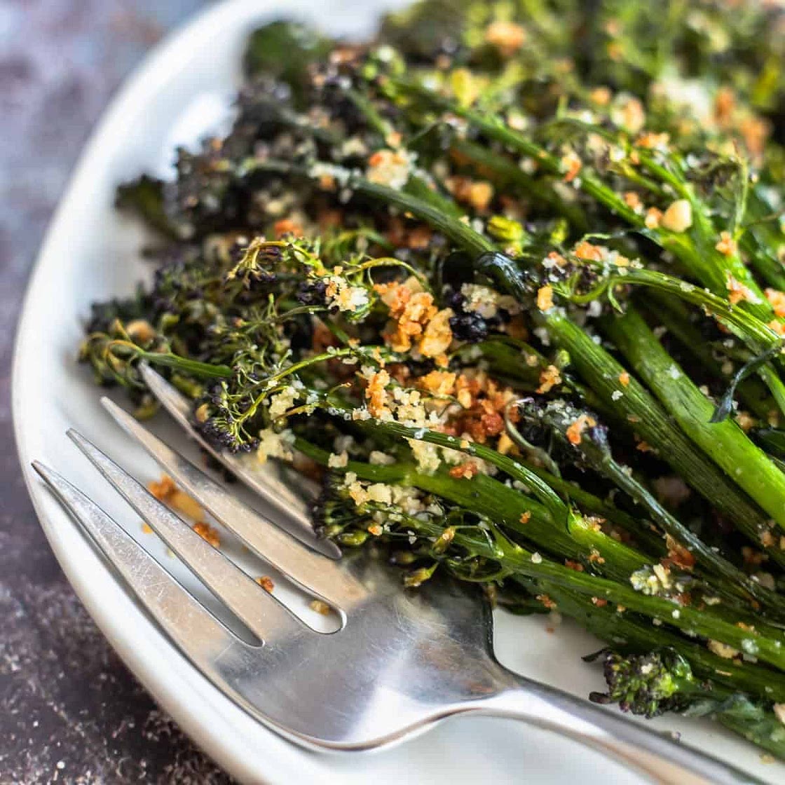 Roasted Broccolini with Parmesan-Pine Nut Breadcrumbs