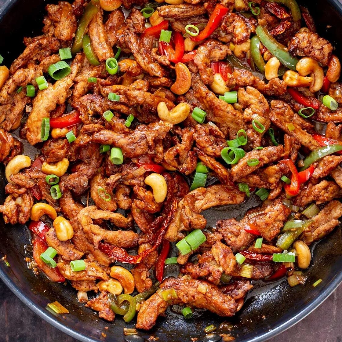 Dragon Chicken Soycurls (Indo-Chinese Recipe)