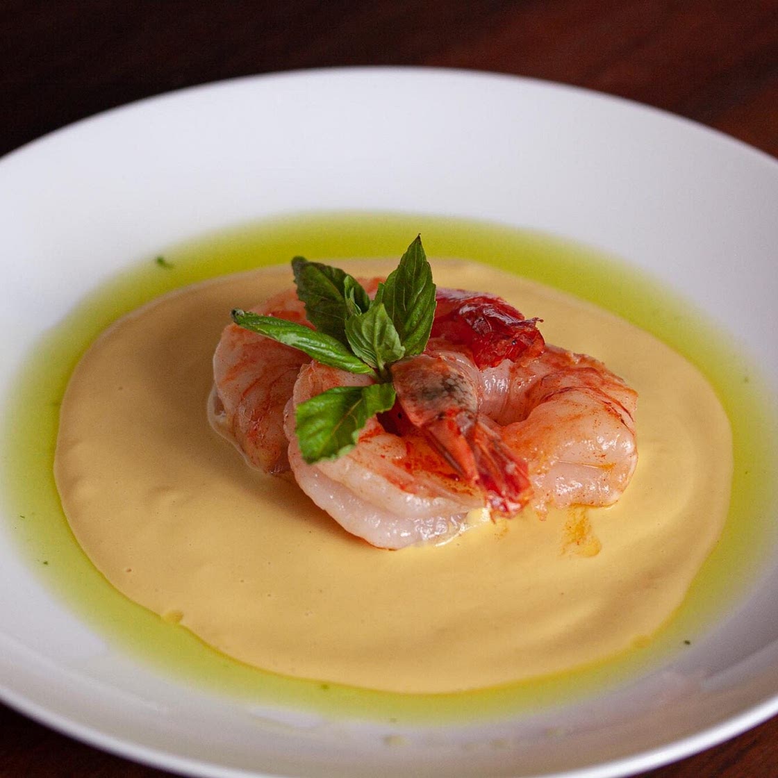 Corn Puree With Prawns