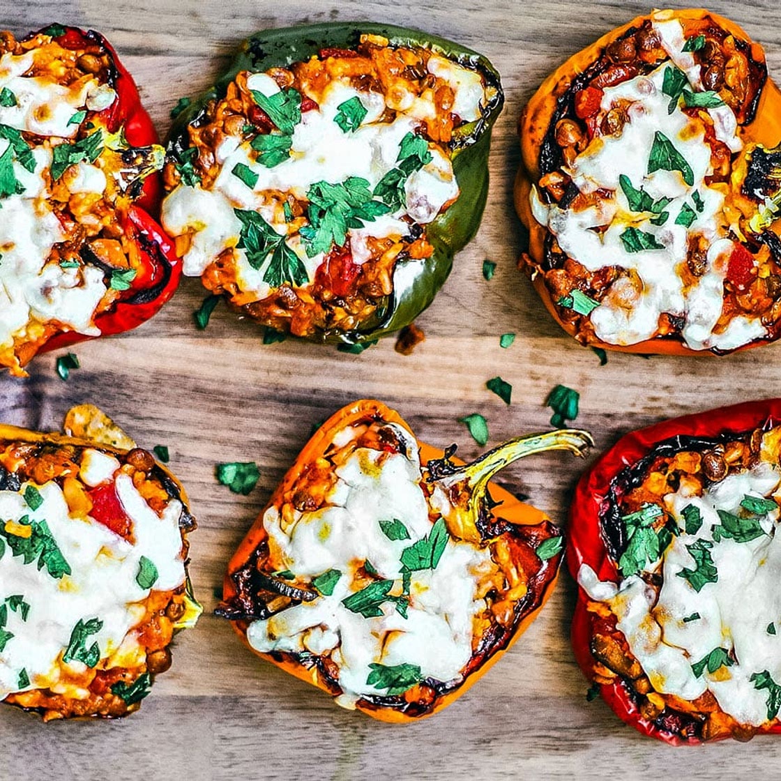 Vegetarian Stuffed Peppers With Lentils