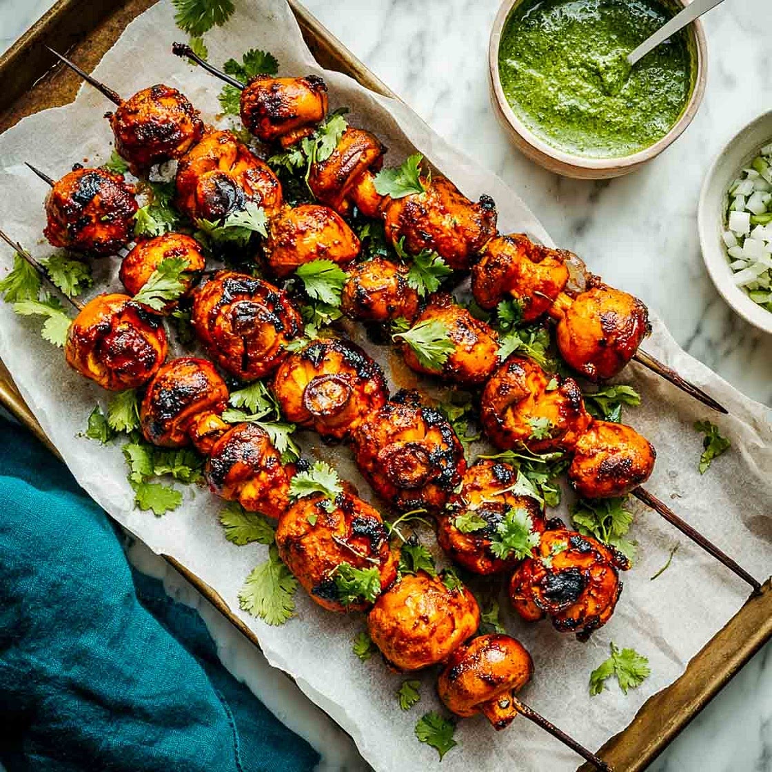Tandoori Mushroom Skewers