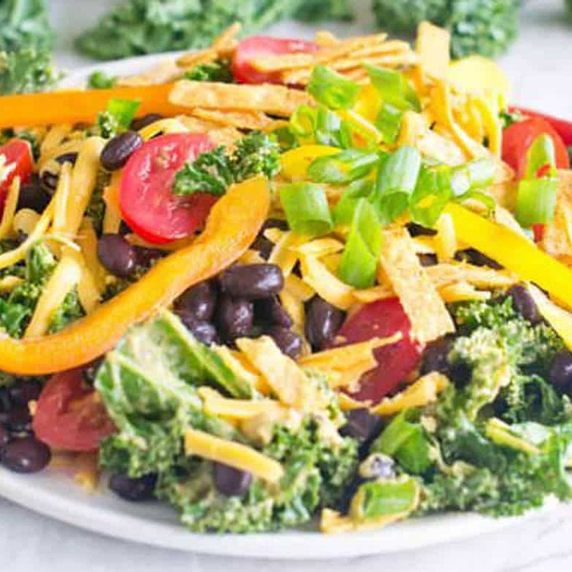 Kale Taco Salad with Chipotle Avocado Dressing
