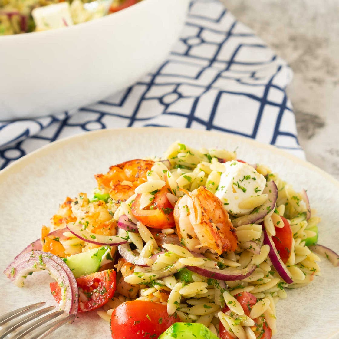 Mediterranean Shrimp Orzo Pasta Salad