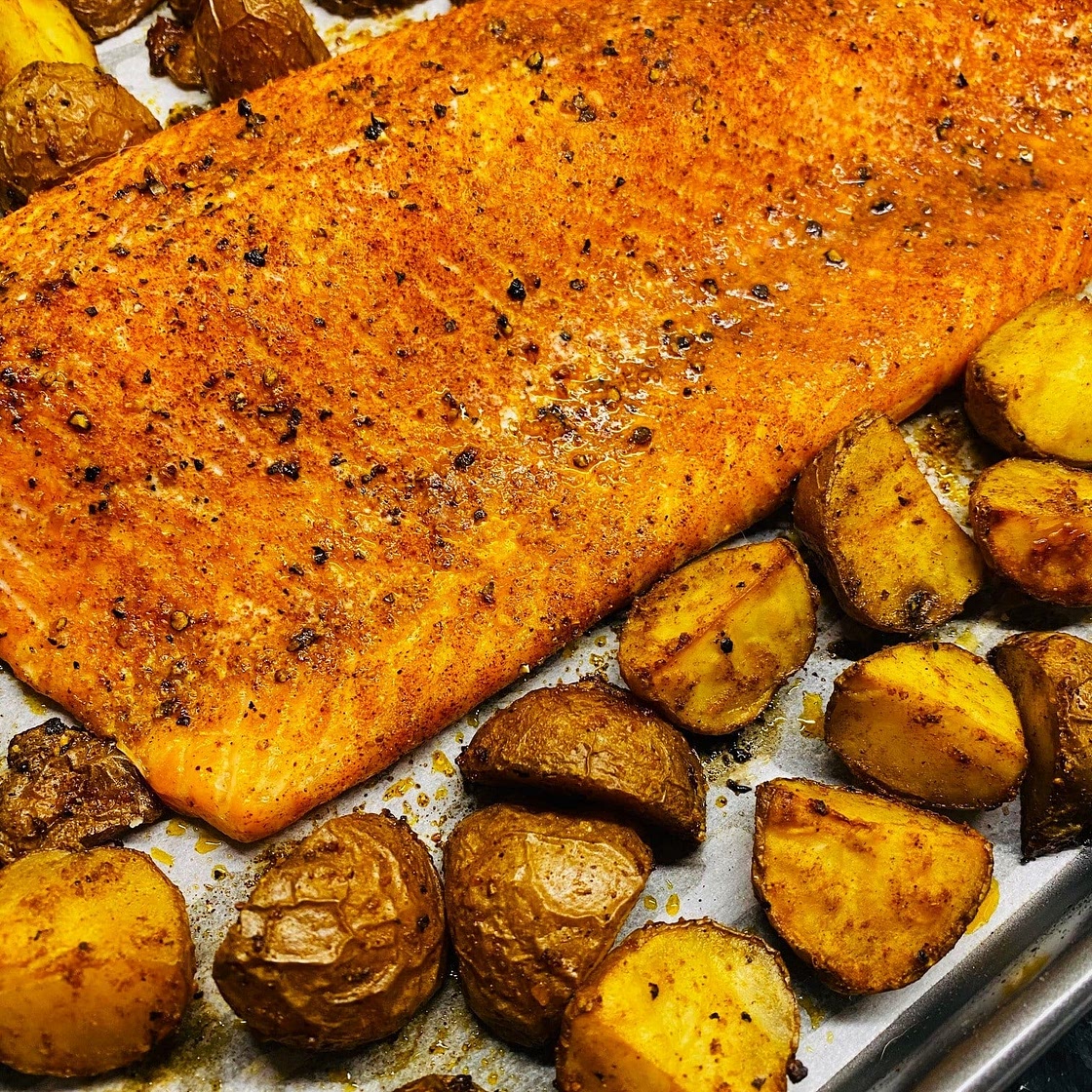 One Pan BBQ Salmon and Potatoes