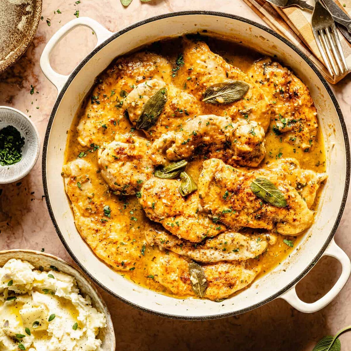 Chicken with Herby White Wine Gravy