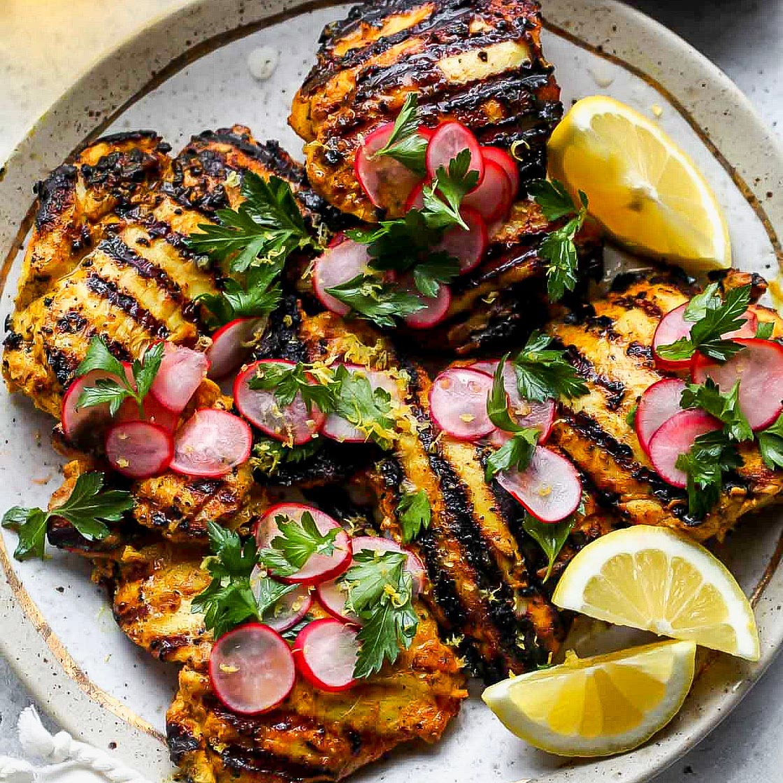 Turmeric Chicken with Lemon Radish Salad