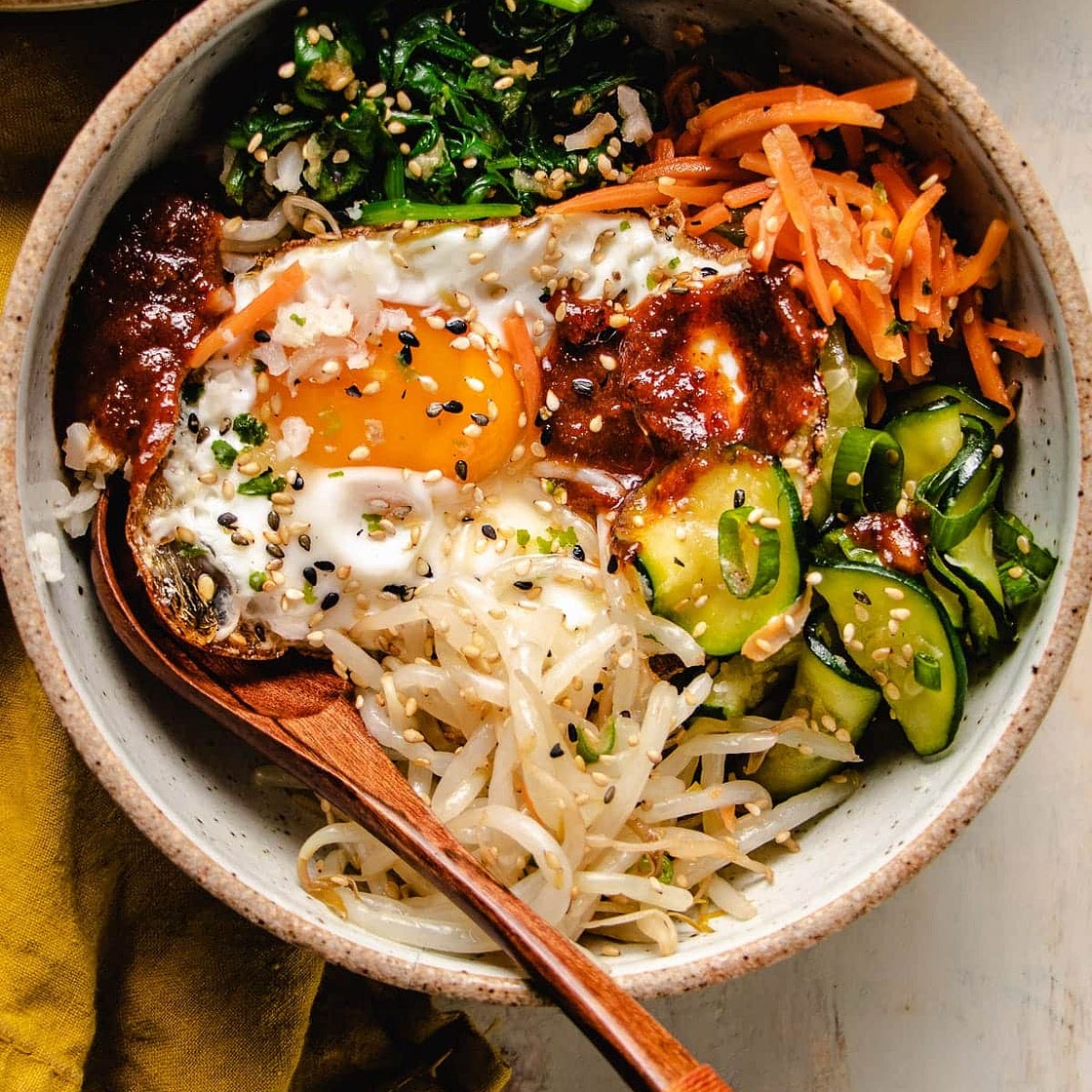 Vegetarian Bibimbap Recipe with bibimbap sauce