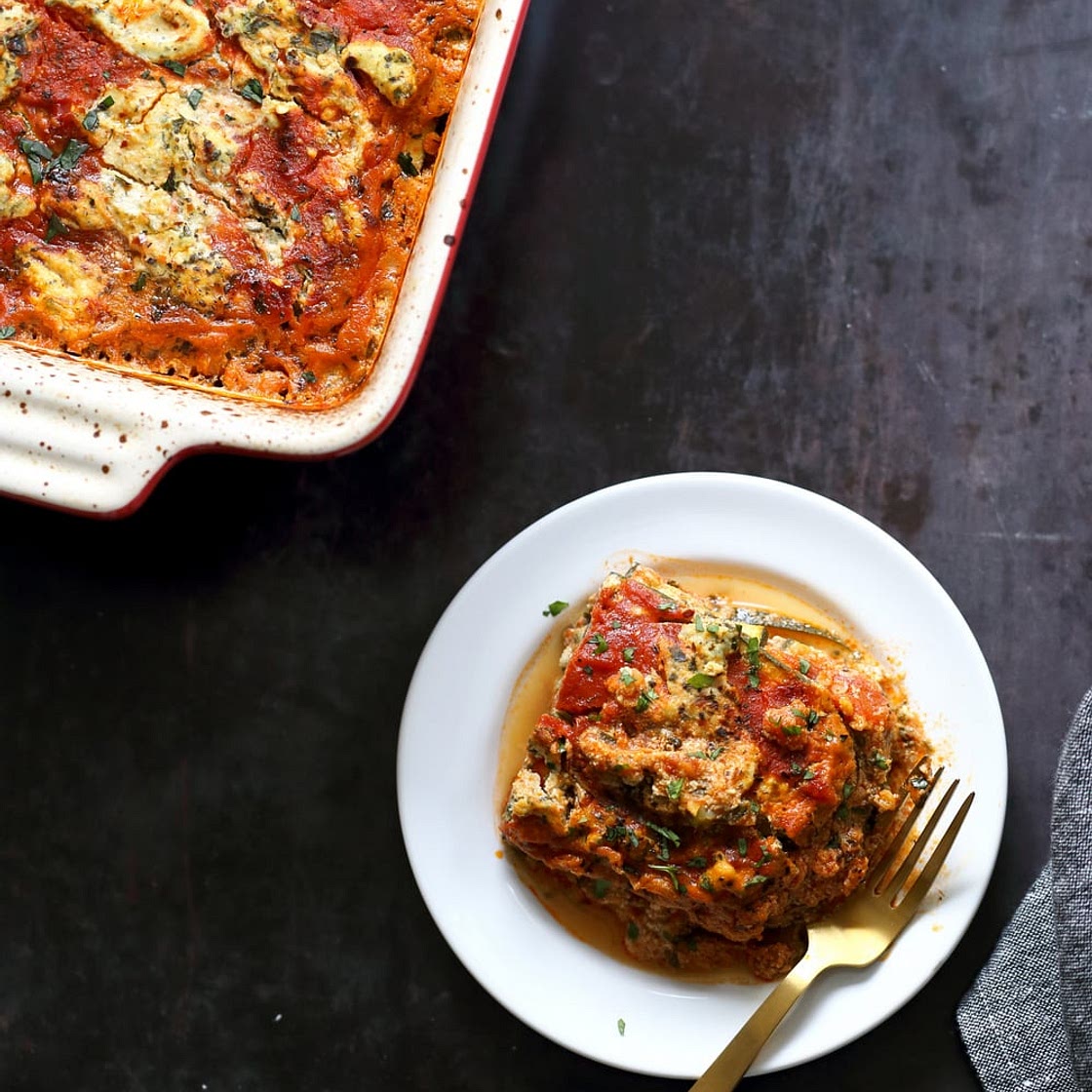 Vegan Gluten free Zucchini Lasagna with Tofu Ricotta