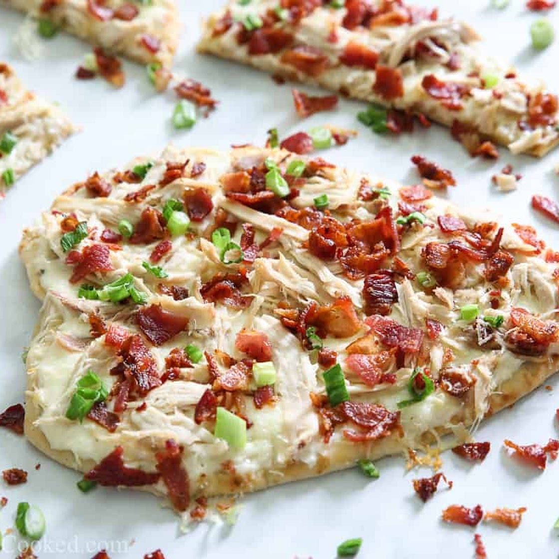 Chicken Bacon Ranch Flatbread Pizza