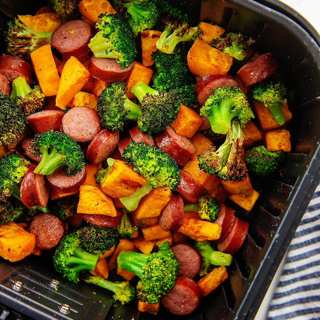 Air Fryer Smoked Sausage and Vegetables