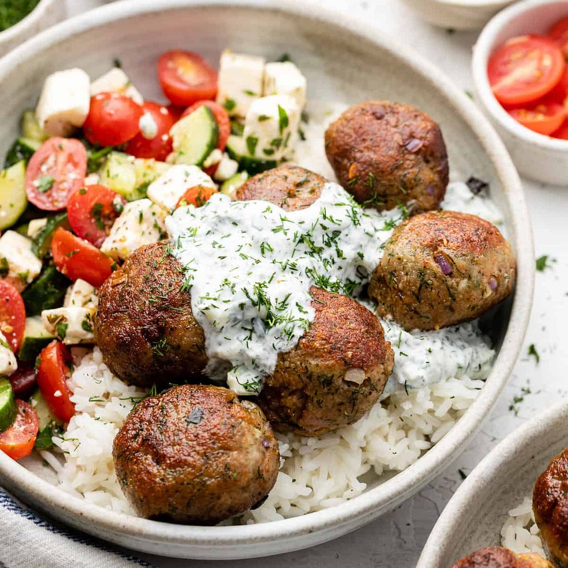 Greek Turkey Meatballs with Tzatziki