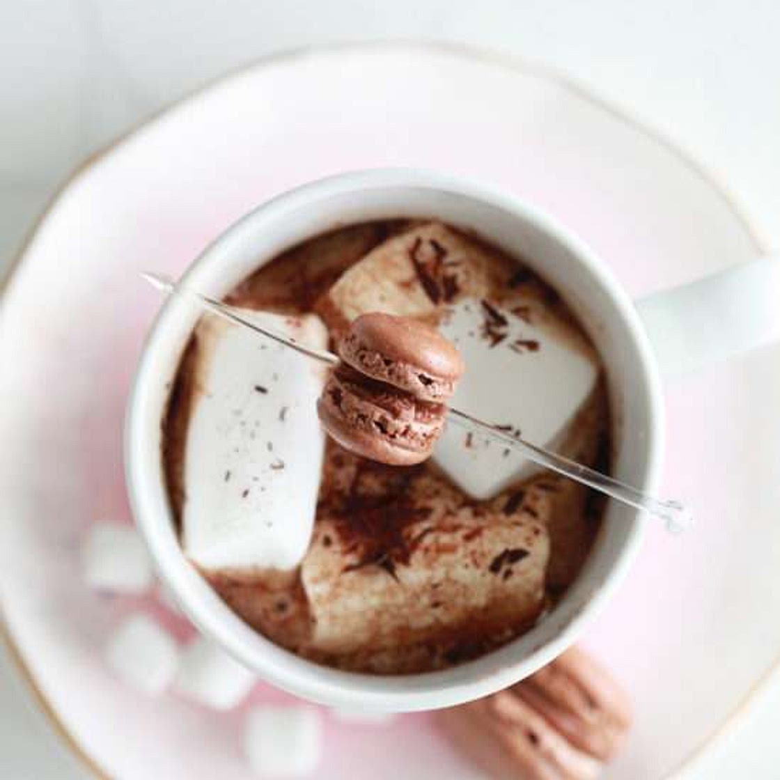 Macaron Hot Chocolate + Hot Chocolate Macarons