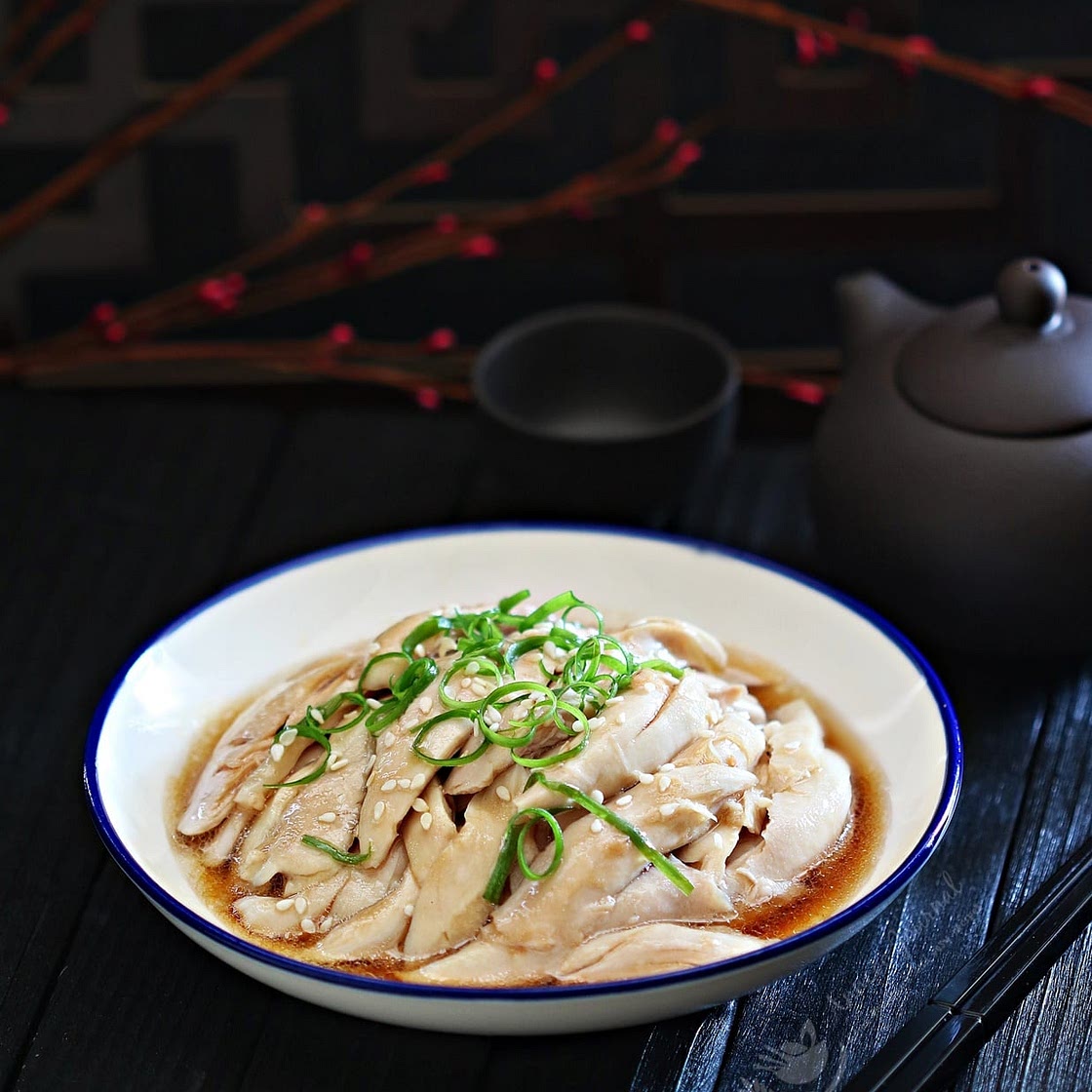 Poached Chicken with Scallion Ginger Sauce