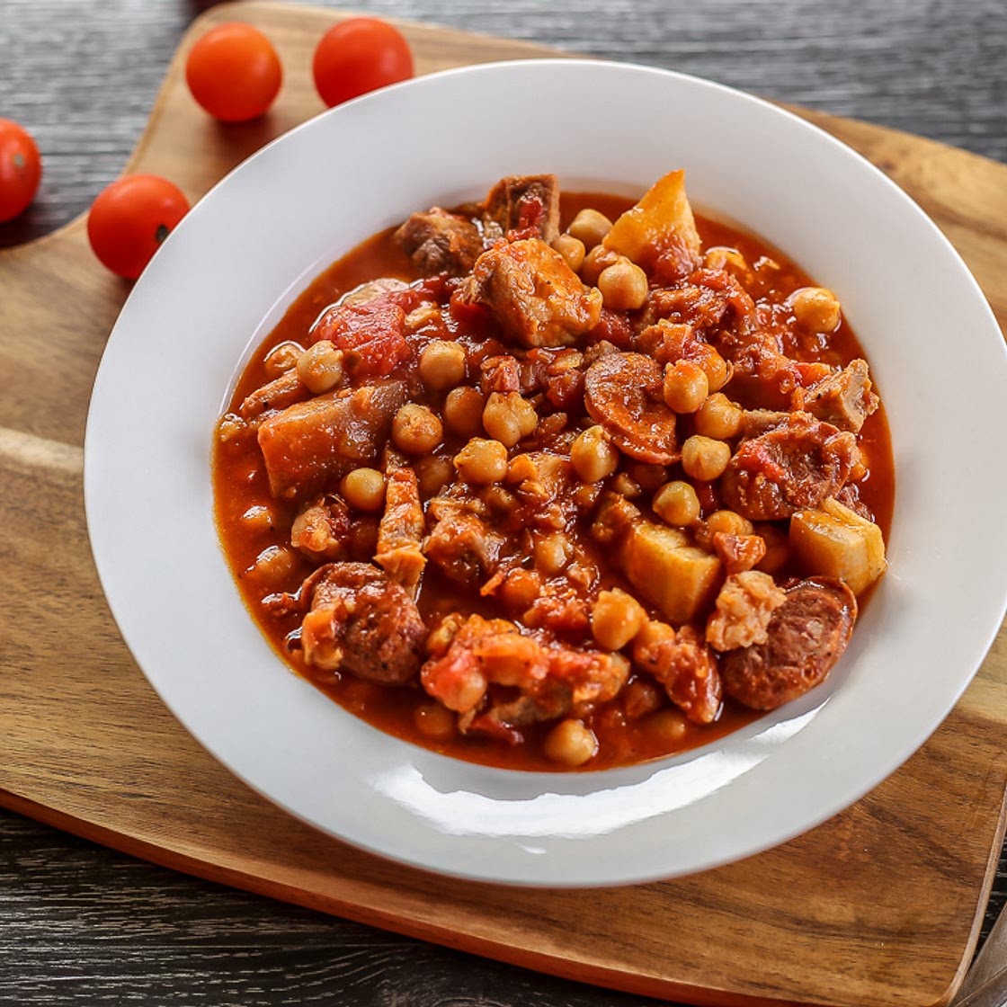 Chorizo, Pork Belly and Chickpea Casserole