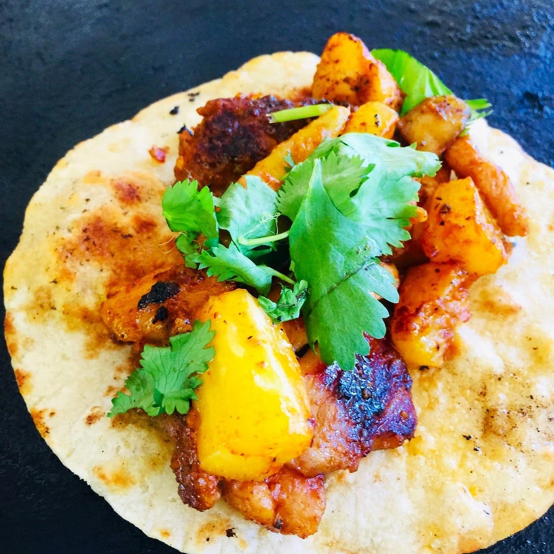 Blackstone Chorizo Chicken Pineapple Tacos