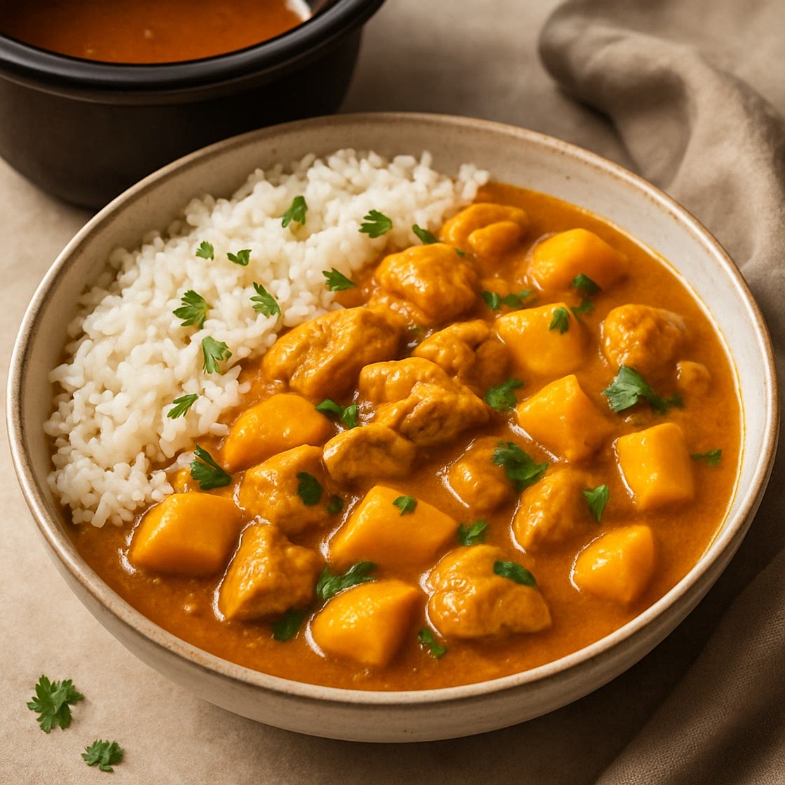 Slow cooker chicken curry with mango