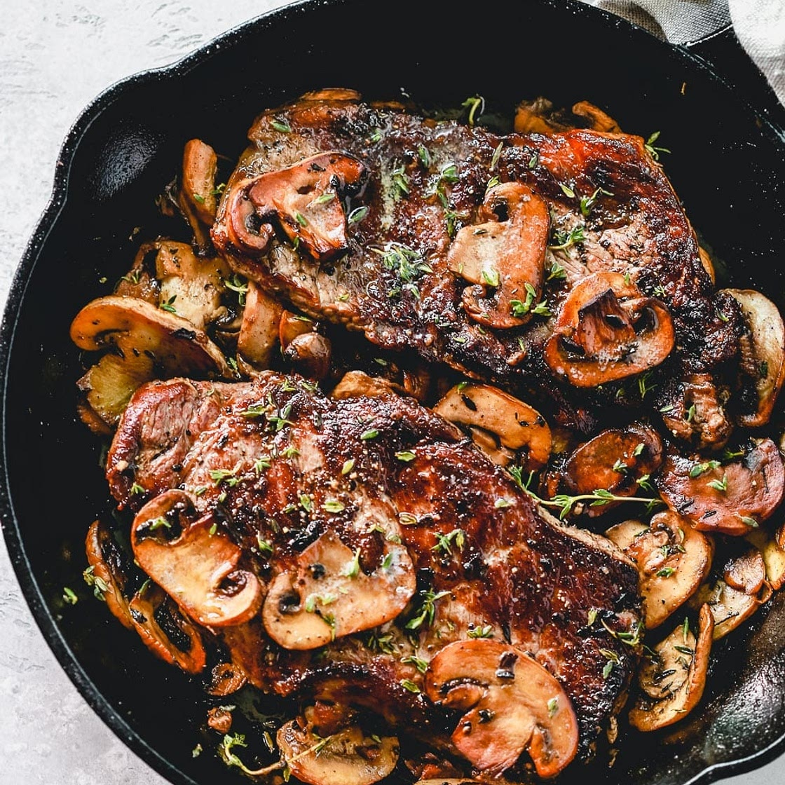 Pan Seared Steak with Mushrooms