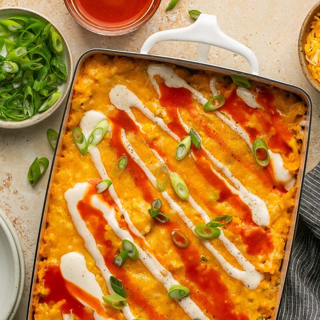 Creamy Buffalo Chicken Casserole Recipe (Keto & Whole30)