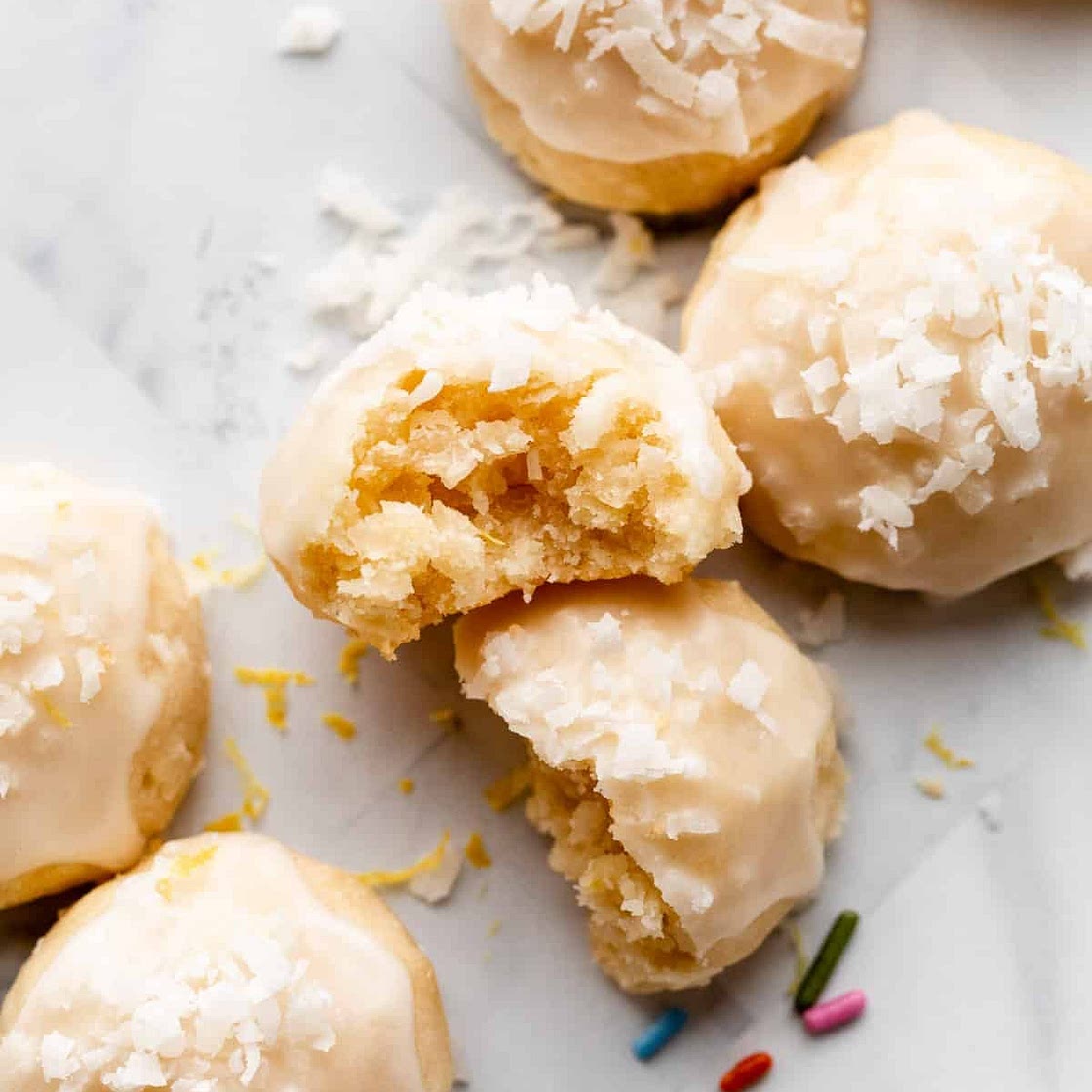 Lemon Coconut Drop Shortbread Cookies