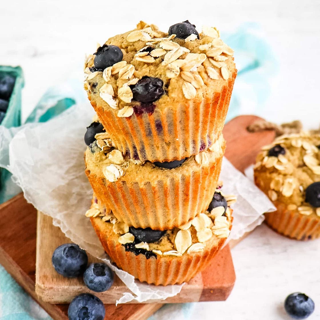 Easy Greek Yogurt Banana Blueberry Muffins