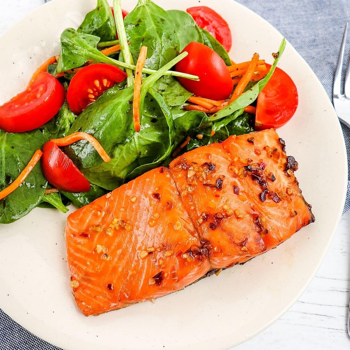 8 Minute Air Fryer Salmon with Maple Soy Glaze