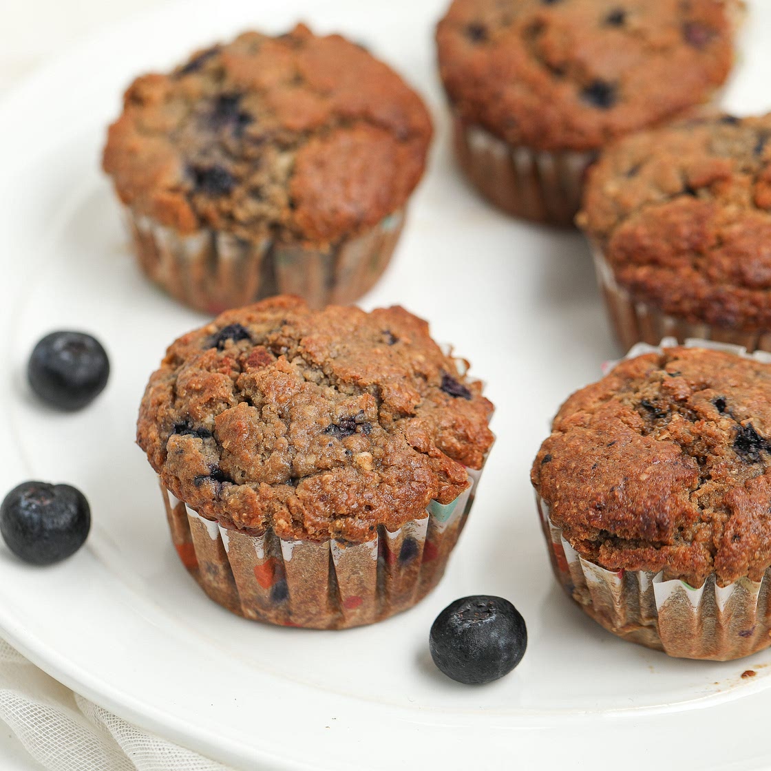 Fluffy Oat Bran Blueberry Muffins