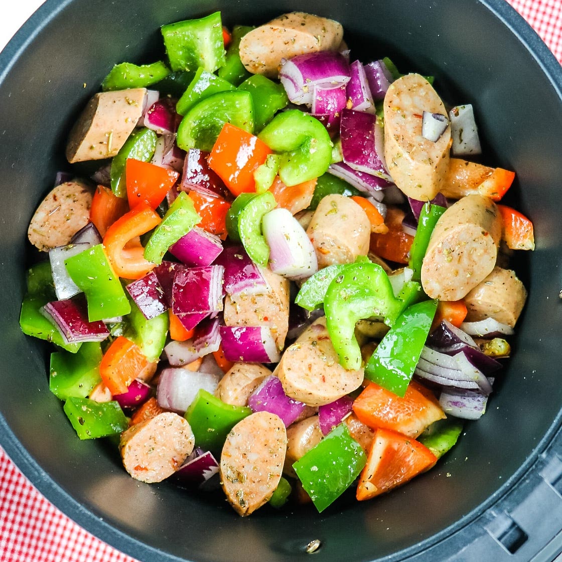 Easy Air Fryer Chicken Sausage and Peppers