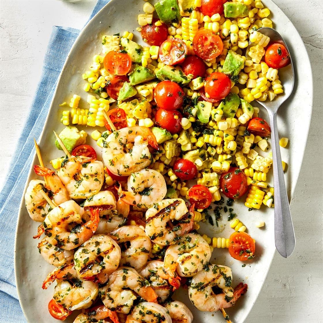 Pesto Corn Salad with Shrimp