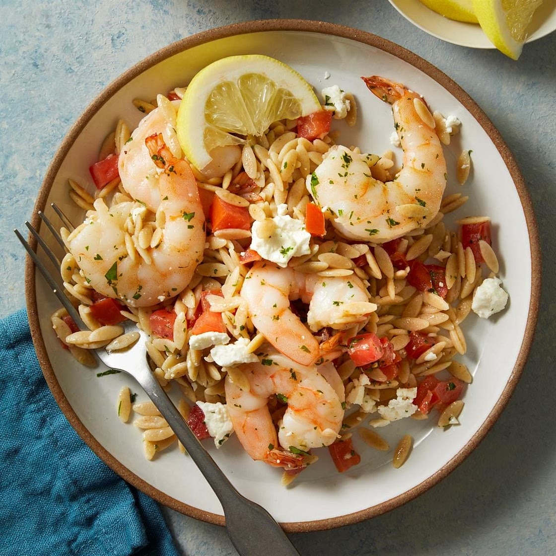 Shrimp with Orzo and Feta