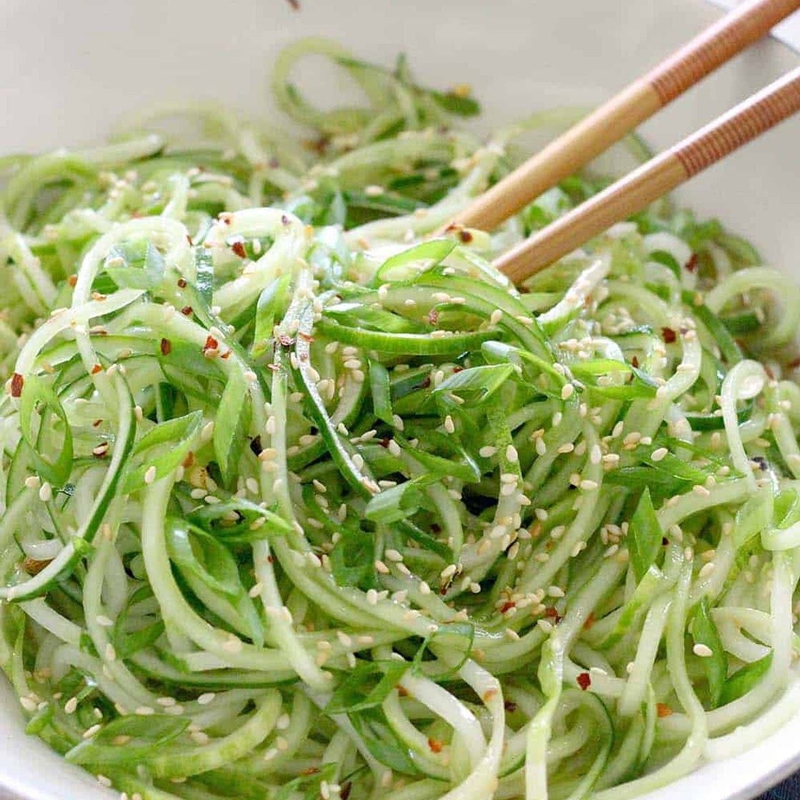 Spiralized Sesame Cucumber Salad
