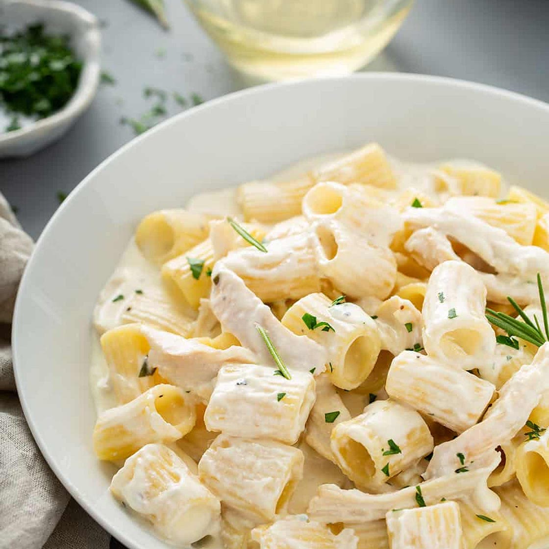Goat Cheese Pasta with Chicken & Rosemary