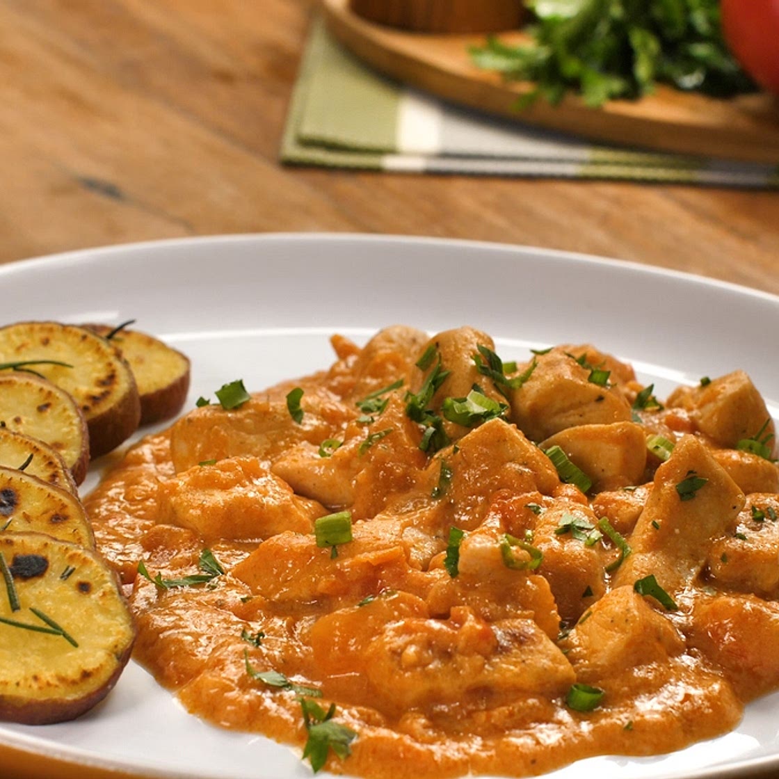 Strogonoff fit com batata-doce