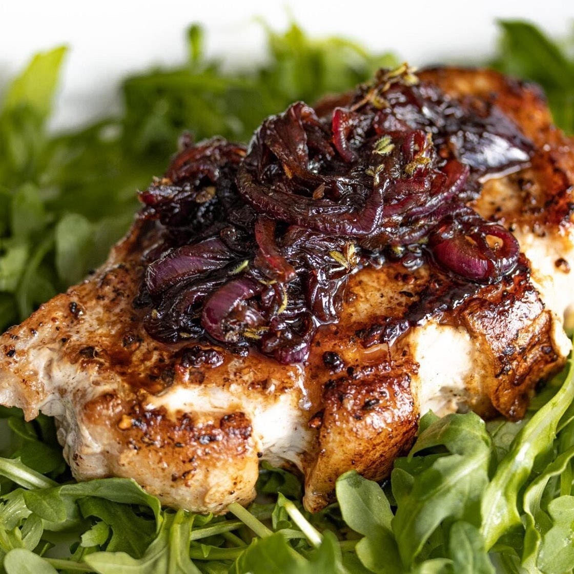 Pork Chops with Balsamic Caramelized Onions