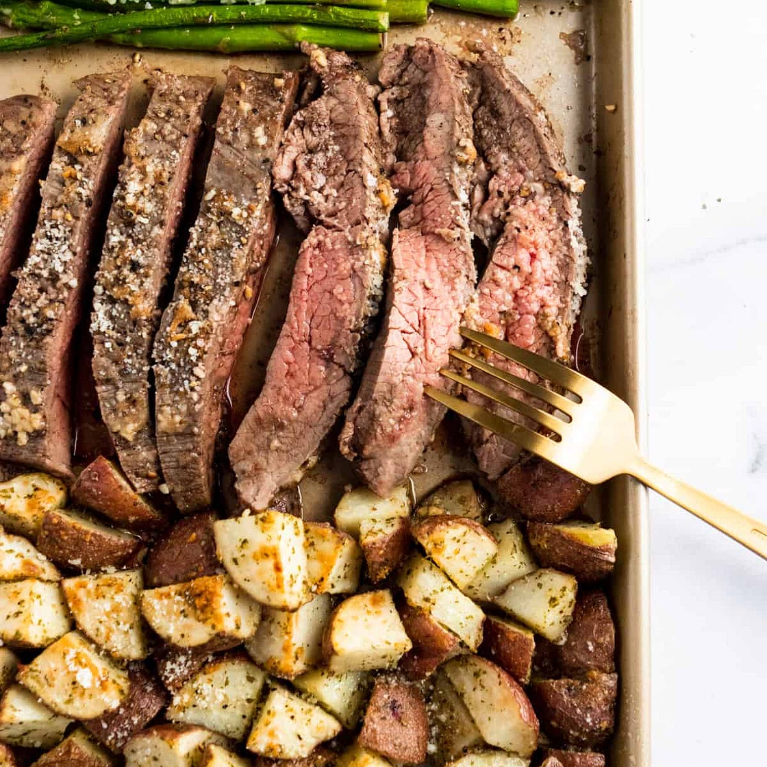Parmesan Crusted Steak and Potato Sheet Pan Dinner