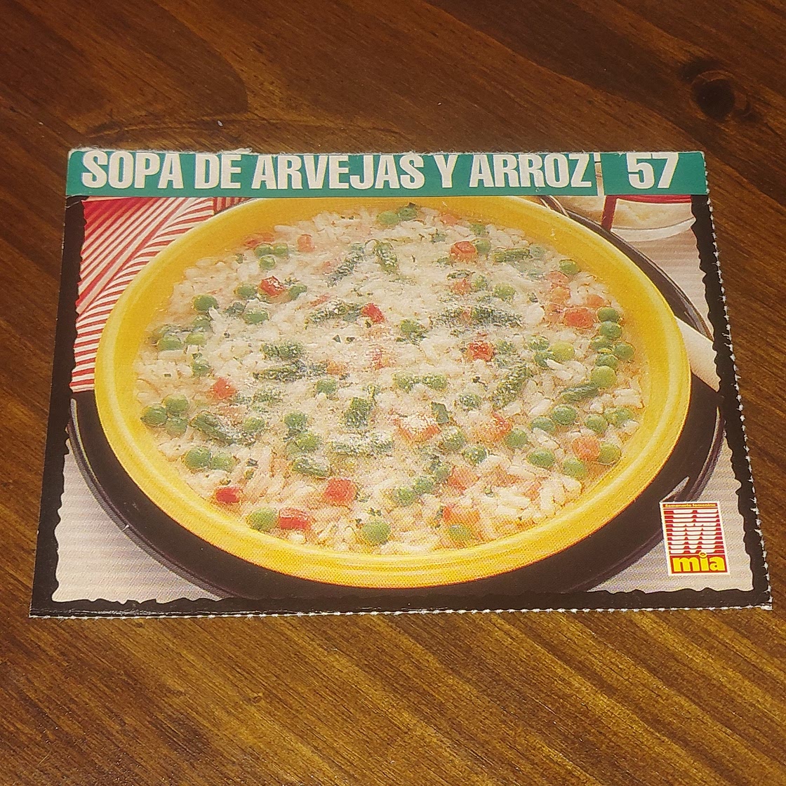 Sopa de arvejas y arroz