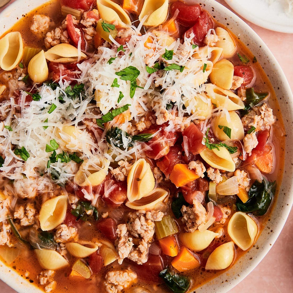 Hearty Italian Sausage Soup (with Spinach and Pasta)
