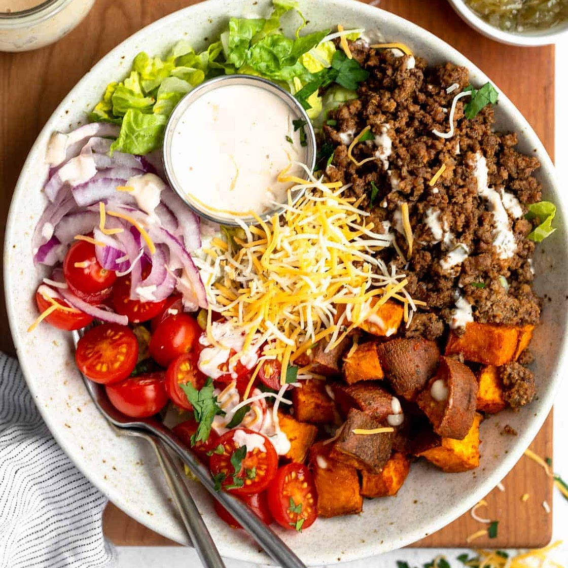 Sweet Potato Burger Bowls