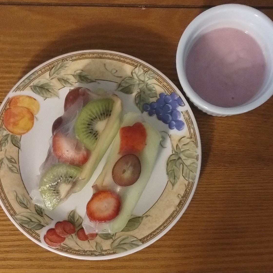 Rice Paper Fruit Rolls w/ Yogurt Dip