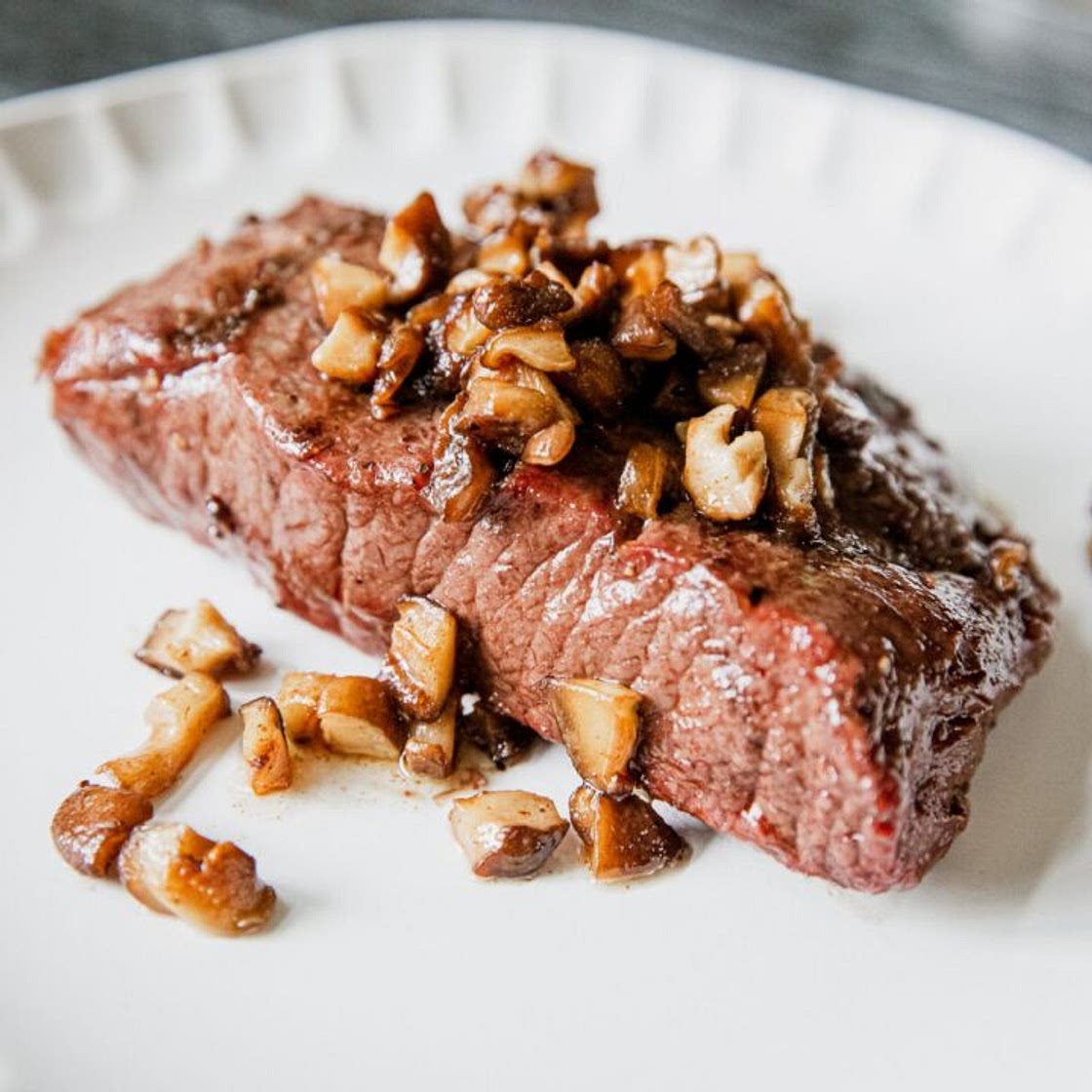 Grilled Flat Iron Steak with Shiitake Mushrooms