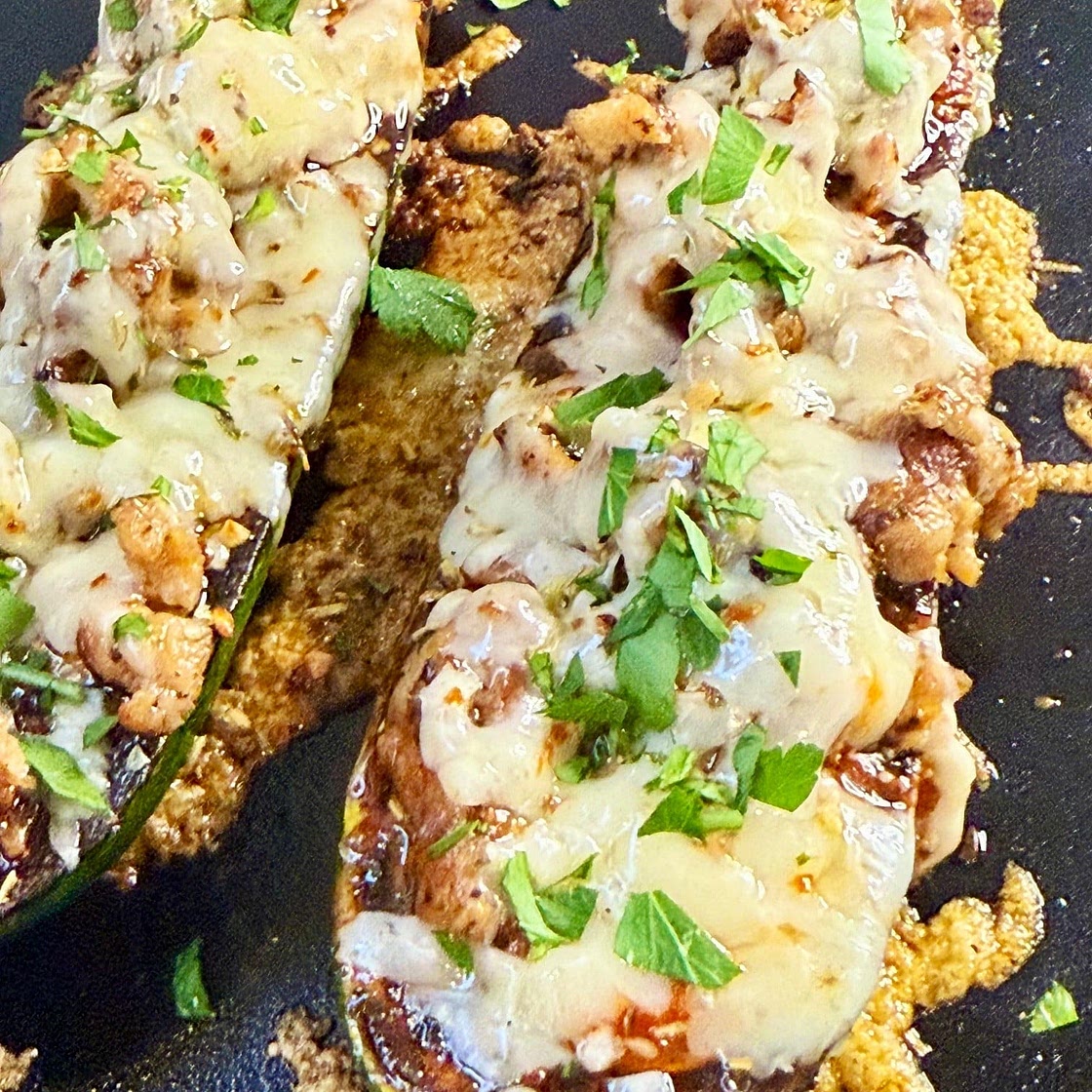 Blackstone Sausage Stuffed Zucchini