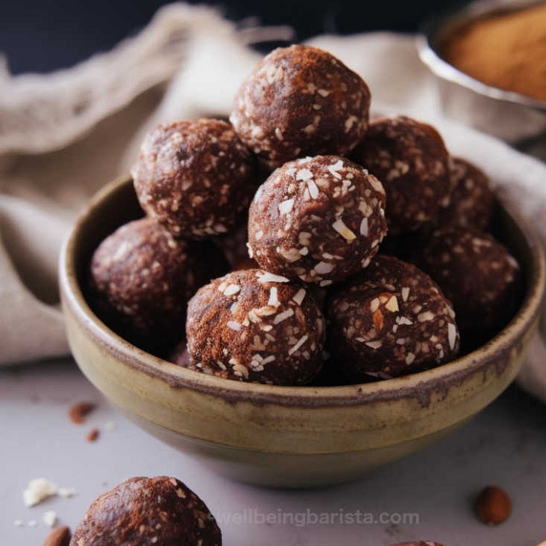 Cacao And Almond Energy Balls With Peanut Butter & Dates